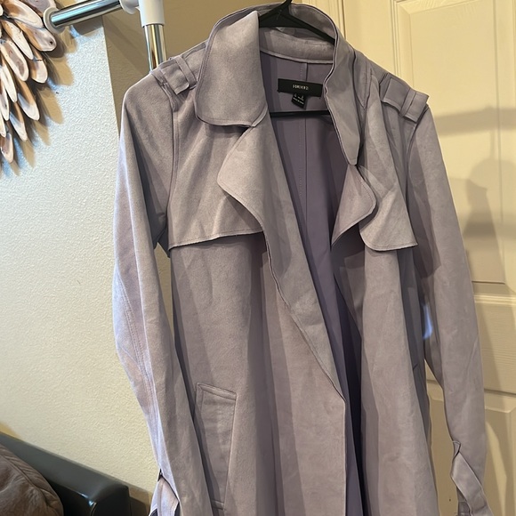Lavender faux suede trench with belt - Picture 2 of 4